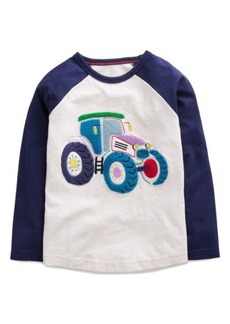 Mini Boden Kids' Bouclé Tractor Long Sleeve Baseball Shirt