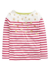 Mini Boden Kids' Breton Stripe & Stars Long Sleeve Cotton T-Shirt