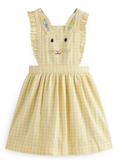 Mini Boden Kids' Bunny Embroidered Gingham Pinafore Dress