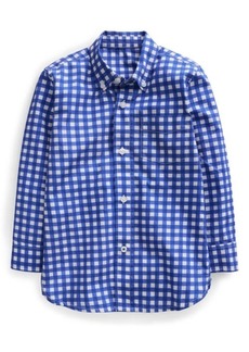 Mini Boden Kids' Check Long Sleeve Cotton Button-Down Shirt