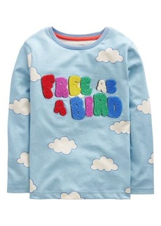 Mini Boden Kids' Chenille Lettering Cloud Print Cotton T-Shirt