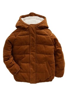 Mini Boden Kids' Corduroy Faux Fur Novelty Puffer Jacket