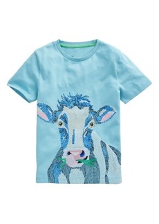 Mini Boden Kids' Cow Embroidered Cotton T-Shirt