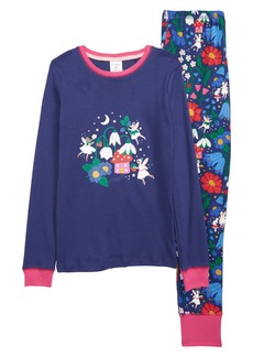 Mini Boden Kids' Cozy Glow-in-the-Dark Two-Piece Pajamas in Blue Forest Fairies at Nordstrom