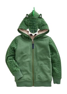 Mini Boden Kids' Crocodile High Pile Fleece Lined Hoodie