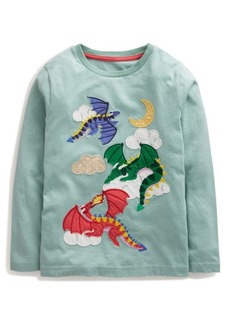 Mini Boden Kids' Dragon Appliqué Long Sleeve T-Shirt