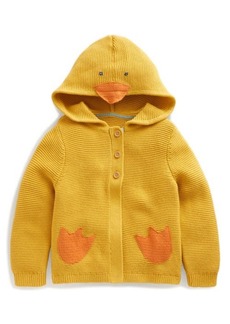 Mini Boden Kids' Duckling Embellished Hooded Cotton Cardigan