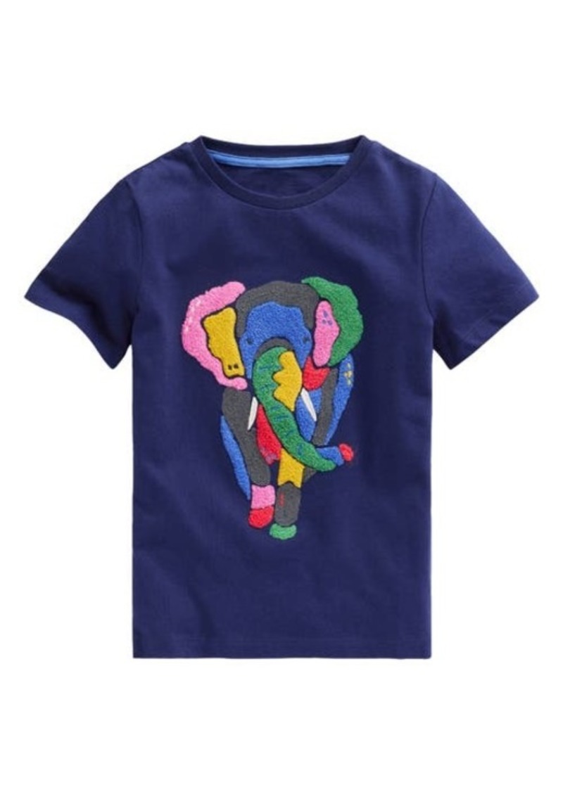 Mini Boden Kids' Elephant Bouclé Cotton T-Shirt