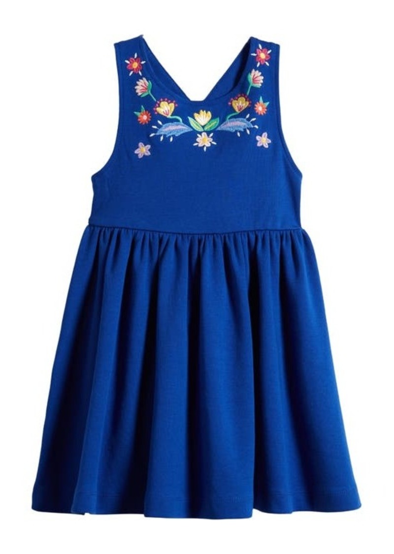 Mini Boden Kids' Embroidered Cotton Crossback Tank Dress