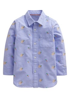 Mini Boden Kids' Embroidered Cotton Oxford Button-Up Shirt