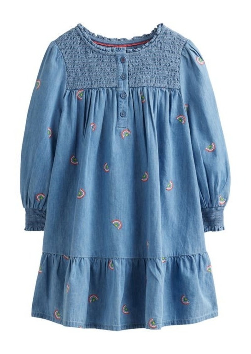 Mini Boden Kids' Embroidered Shirred Dress