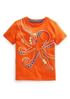 Mini Boden Kids' Embroidered T-Shirt in Fire Opal Octopus at Nordstrom