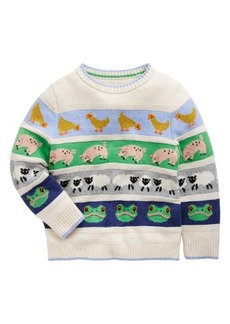 Mini Boden Kids' Farm Animals Crewneck Sweater