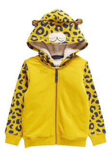 Mini Boden Kids' Faux Fur Lined Leopard Hoodie
