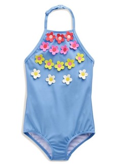 Mini Boden Kids' Floral Appliqué One-Piece Swimsuit