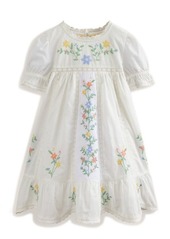 Mini Boden Kids' Floral Embroidered Cotton A-Line Dress