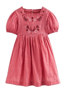 Mini Boden Kids' Floral Embroidered Cotton Dress
