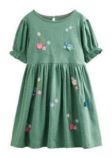 Mini Boden Kids' Floral Embroidered Jersey Dress