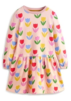 Mini Boden Kids' Floral Long Sleeve Cotton Sweatshirt Dress