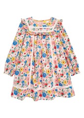 Mini Boden Kids' Floral Print Long Sleeve Dress in Boto Pink Painterly Floral at Nordstrom