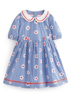 Mini Boden Kids' Floral Rickrack Trim Cotton Dress