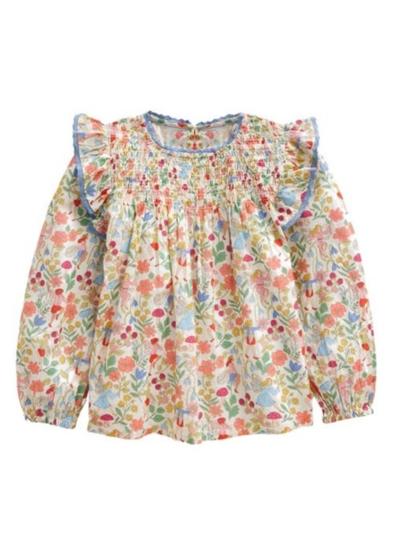 Mini Boden Kids' Floral Ruffle Cotton Top