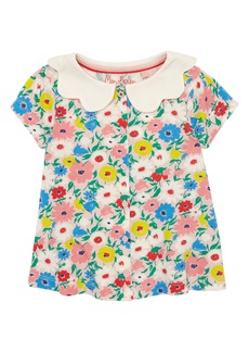 Mini Boden Kids' Floral Scallop Collar Top in Boto Pink Painterly Floral at Nordstrom