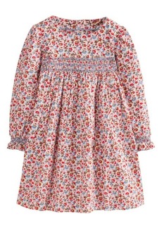 Mini Boden Kids' Floral Smocked Long Sleeve Corduroy Dress