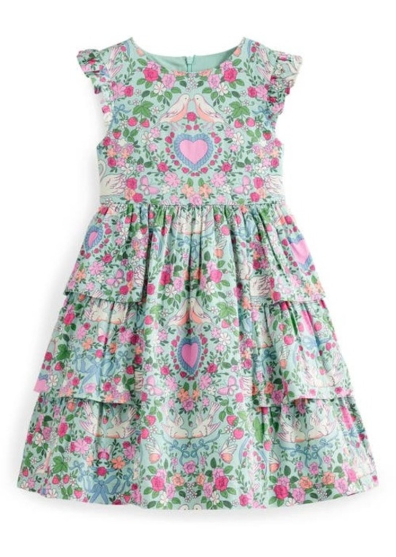 Mini Boden Kids' Floral Tiered Cotton Dress