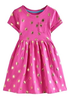 Mini Boden Kids' Foil Print Cotton Jersey Dress