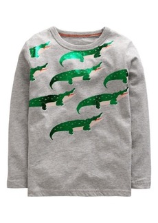Mini Boden Kids' Foiled Crocodile Cotton T-Shirt