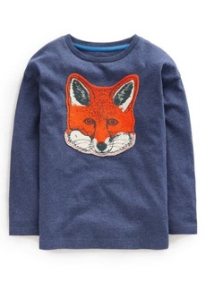 Mini Boden Kids' Fox Appliqué Long Sleeve T-Shirt