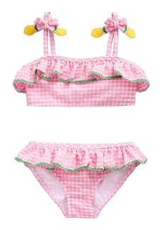 Mini Boden Kids' Frilly Seersucker Two-Piece Swimsuit