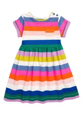 Mini Boden Kids' Fun Stripe Short Sleeve Dress in Multi Rainbow Stripe at Nordstrom