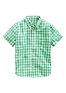 Mini Boden Kids' Gingham Short Sleeve Linen & Cotton Button-Down Shirt