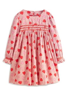 Mini Boden Kids' Heart Smocked Long Sleeve Dress