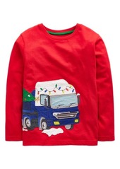Mini Boden Kids' Holiday Truck Appliqué T-Shirt