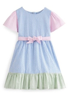 Mini Boden Kids' Hotchpotch Stripe Cotton Seersucker Dress