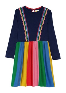 Mini Boden Kids' Knit Rainbow Dress in College Navy Rainbow at Nordstrom