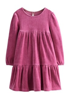 Mini Boden Kids' Long Sleeve Tiered Velour Dress