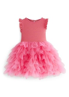 Mini Boden Kids' Metallic Stripe Petal Skirt Party Dress