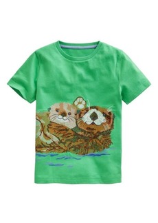 Mini Boden Kids' Otter Embroidered Cotton Graphic Shirt