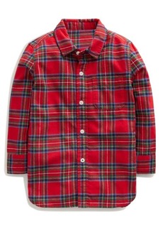 Mini Boden Kids' Plaid Brushed Flannel Button-Up Shirt