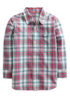 Mini Boden Kids' Plaid Long Sleeve Cotton Button-Up Shirt
