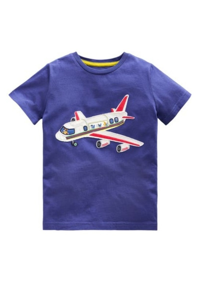 Mini Boden Kids' Plane Appliqué T-Shirt