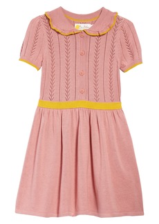 Mini Boden Kids' Pretty Pointelle Knit Dress in Almond Pink at Nordstrom