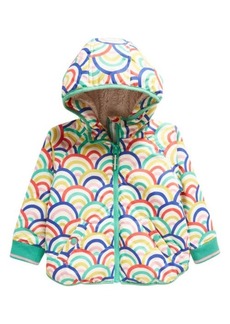 Mini Boden Kids' Print Puffer Jacket with High Pile Fleece Lining