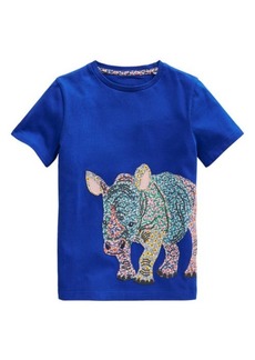 Mini Boden Kids' Rhino Appliqué Cotton T-Shirt