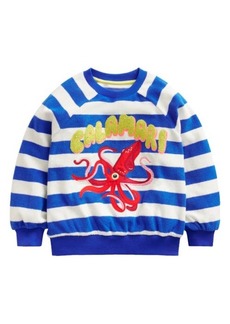Mini Boden Kids' Squid Appliqué Terry Cloth Graphic Sweatshirt