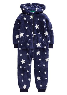 Mini Boden Kids' Star Print Hooded Fleece Romper